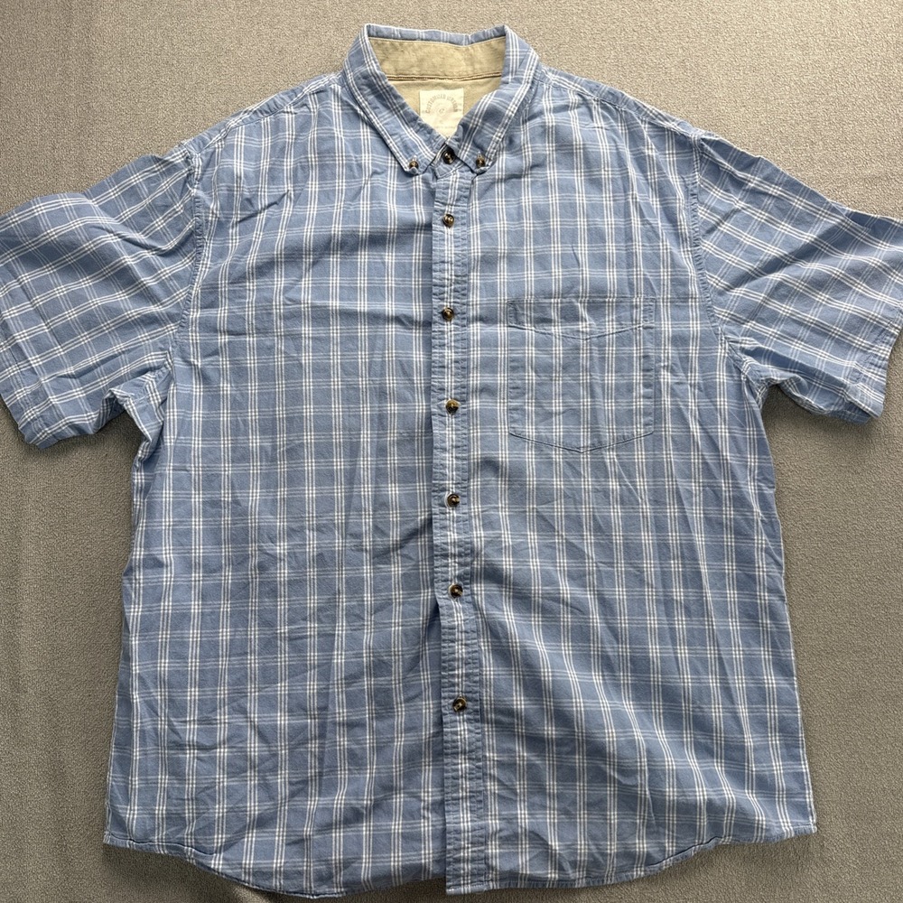 Dubinik‎ Customized Version Plaid Short Sleeve Men's XL Blue
